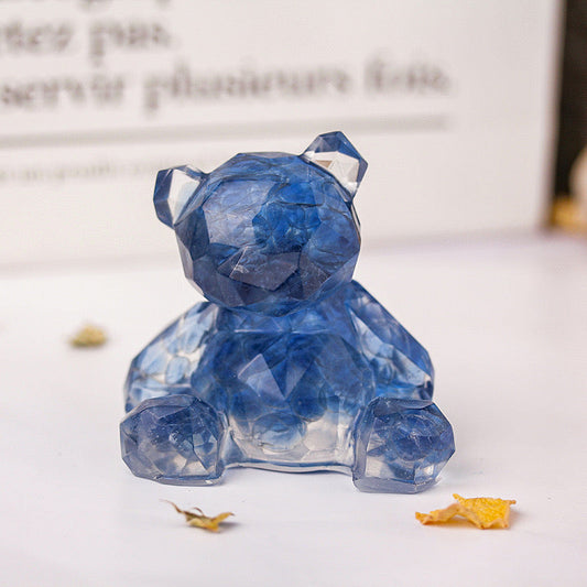 Aquamarine Crystal Chip Resin Teddy Bear - Dylan's Den Crystal Shop