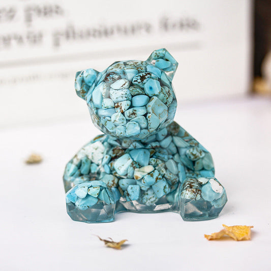 Turquoise Chip Resin Teddy Bear - Dylan's Den Crystal Shop