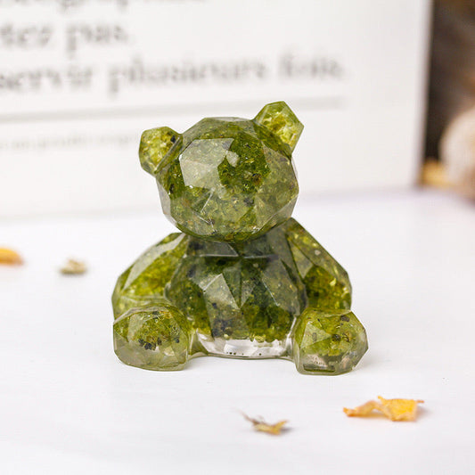 Peridot Crystal Chip Resin Teddy Bear - Dylan's Den Crystal Shop