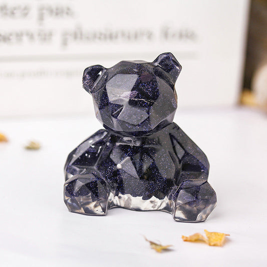 Blue Sandstone Crystal Chip Resin Teddy Bear - Dylan's Den Crystal Shop