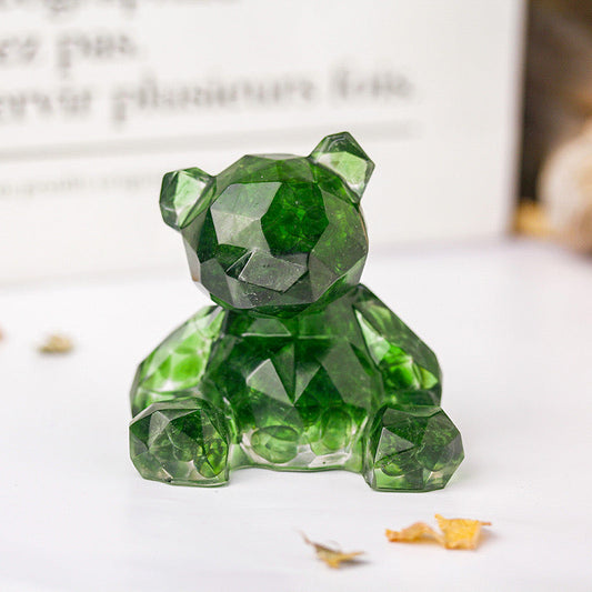 Green Chip Resin Teddy Bear - Dylan's Den Crystal Shop