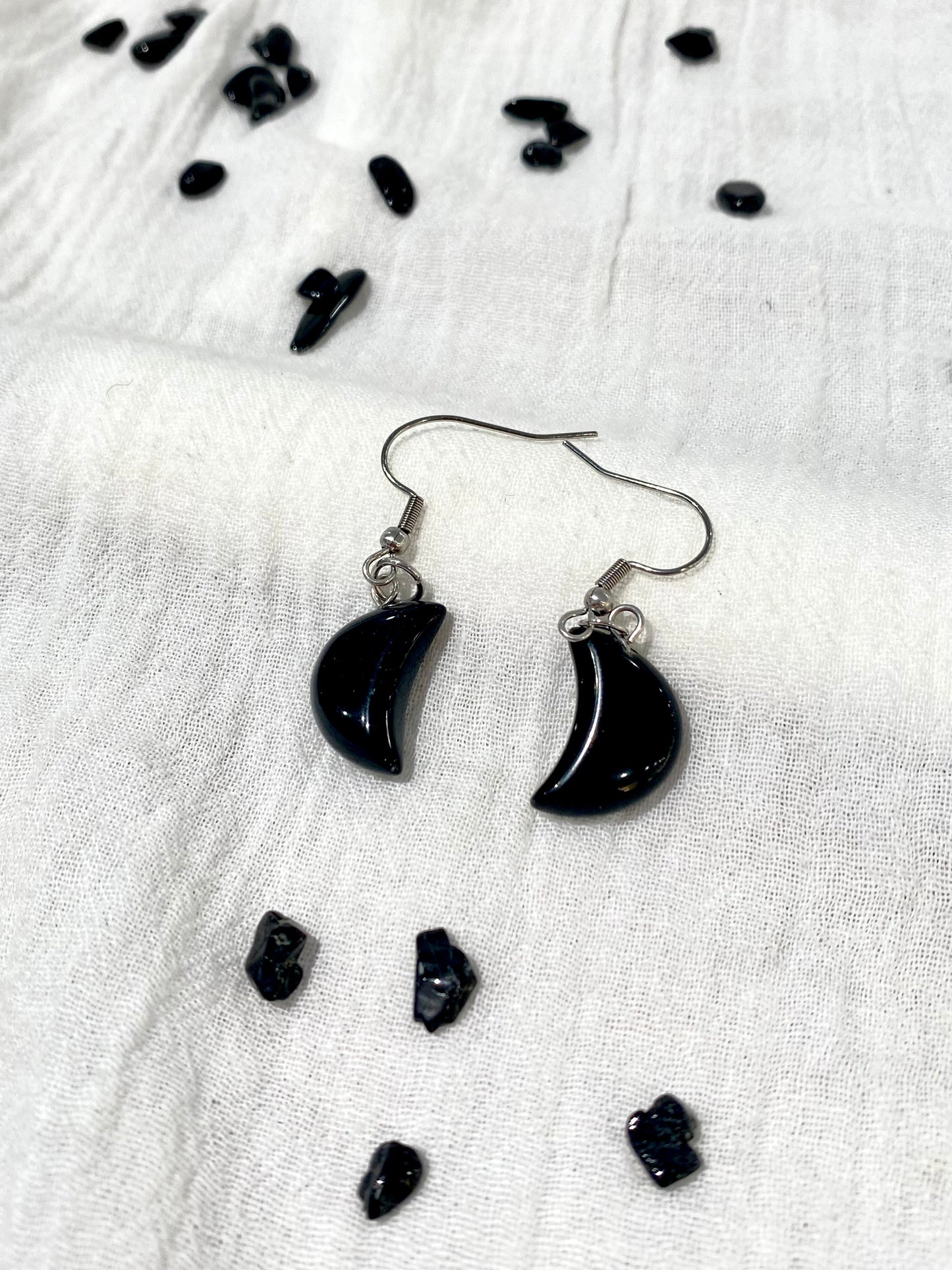 Foxy Crystal Crescent Moon Earrings - Stainless Steel