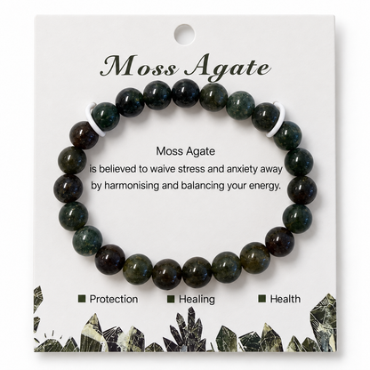 MOSS AGATE Crystal Beaded Bracelets