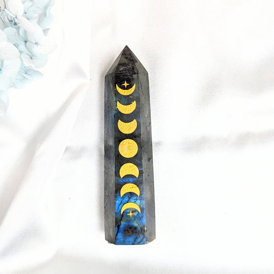 Labradorite Crystal  Point with Moon Phase