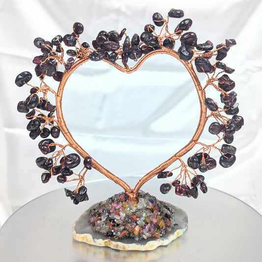 Heart Garnet Crystal Chip Base Gem Trees