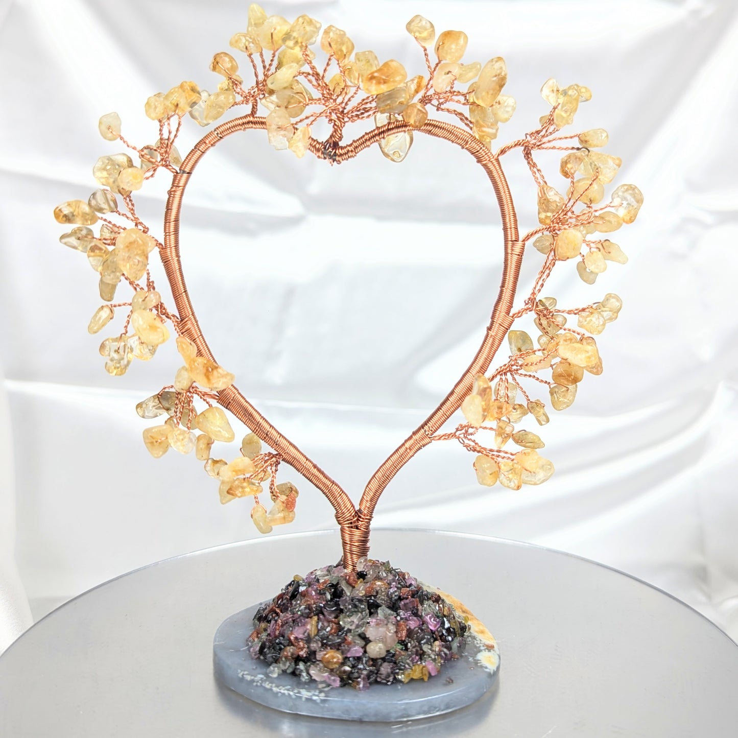 Heart Heat Treated Citrine Crystal Chip Base Gem Trees
