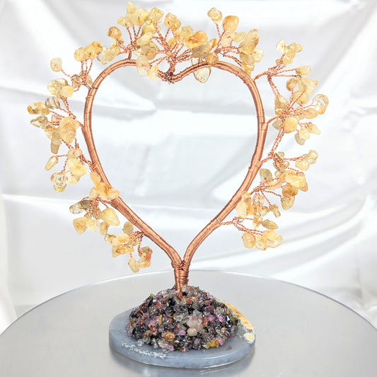 Heart Heat Treated Citrine Crystal Chip Base Gem Trees