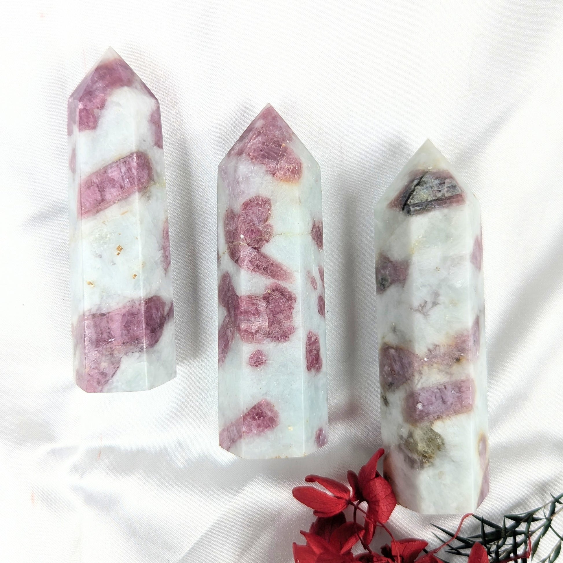 Plum Blossom Tourmaline Crystal Point