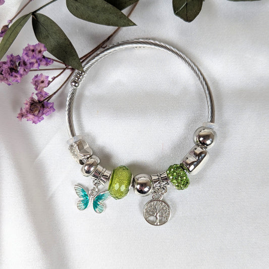 Butterfly and Tree of Life Charm Bracelet