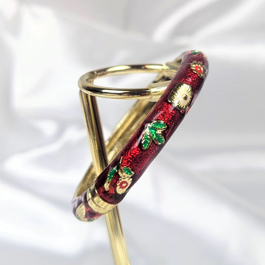 Metallic Red Cloisonné Bangle - 5cm