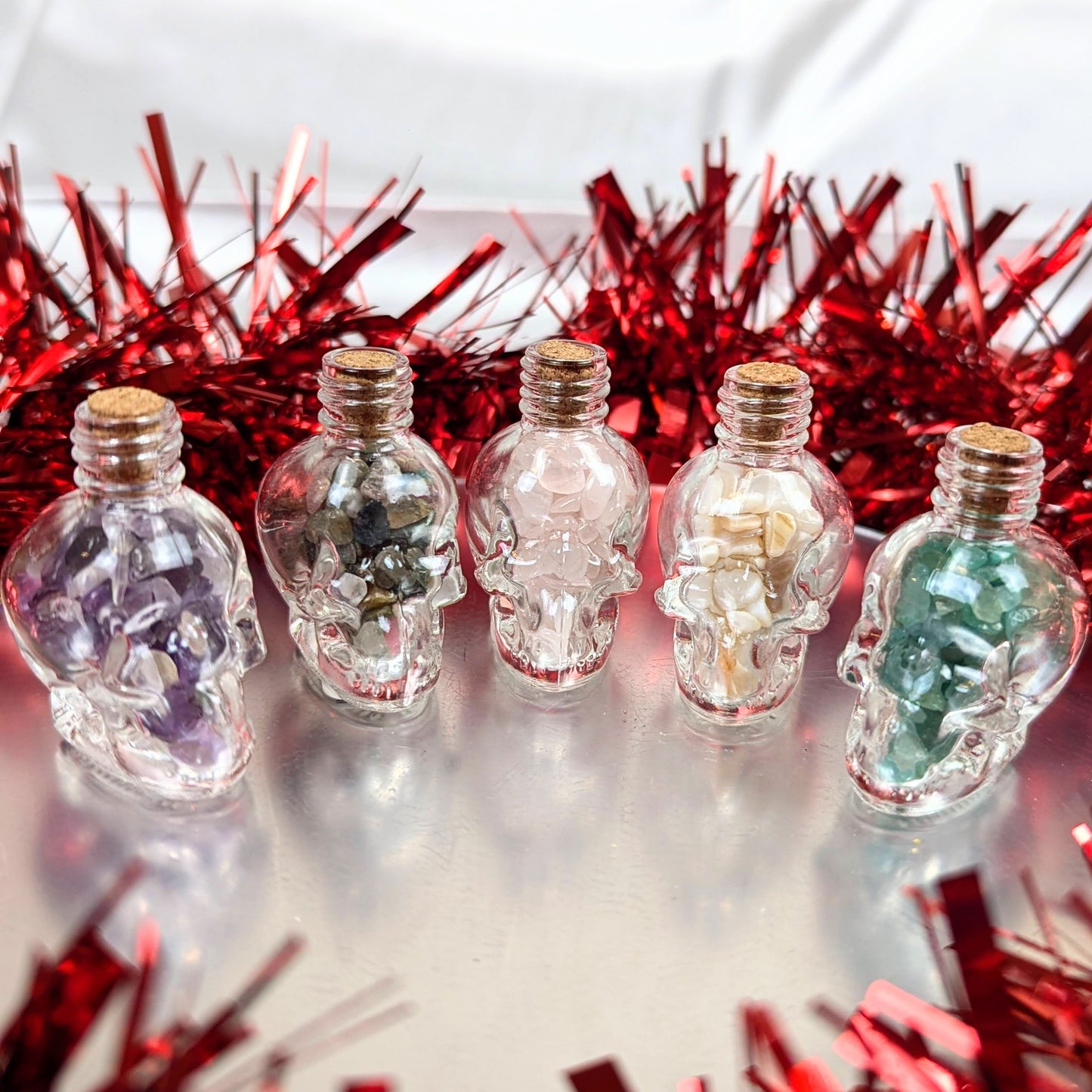 Small Skull Crystal Chip Bottles