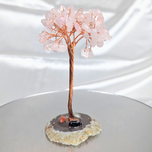 Small Rose Quartz Crystal Chip Gem Tree