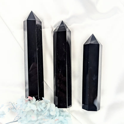 black obsidian crystal point