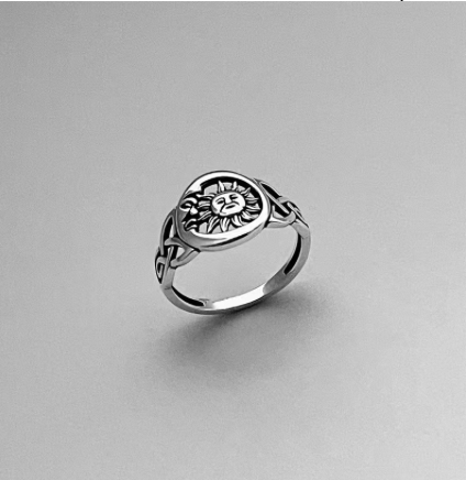 Silver Sun and Moon Ring