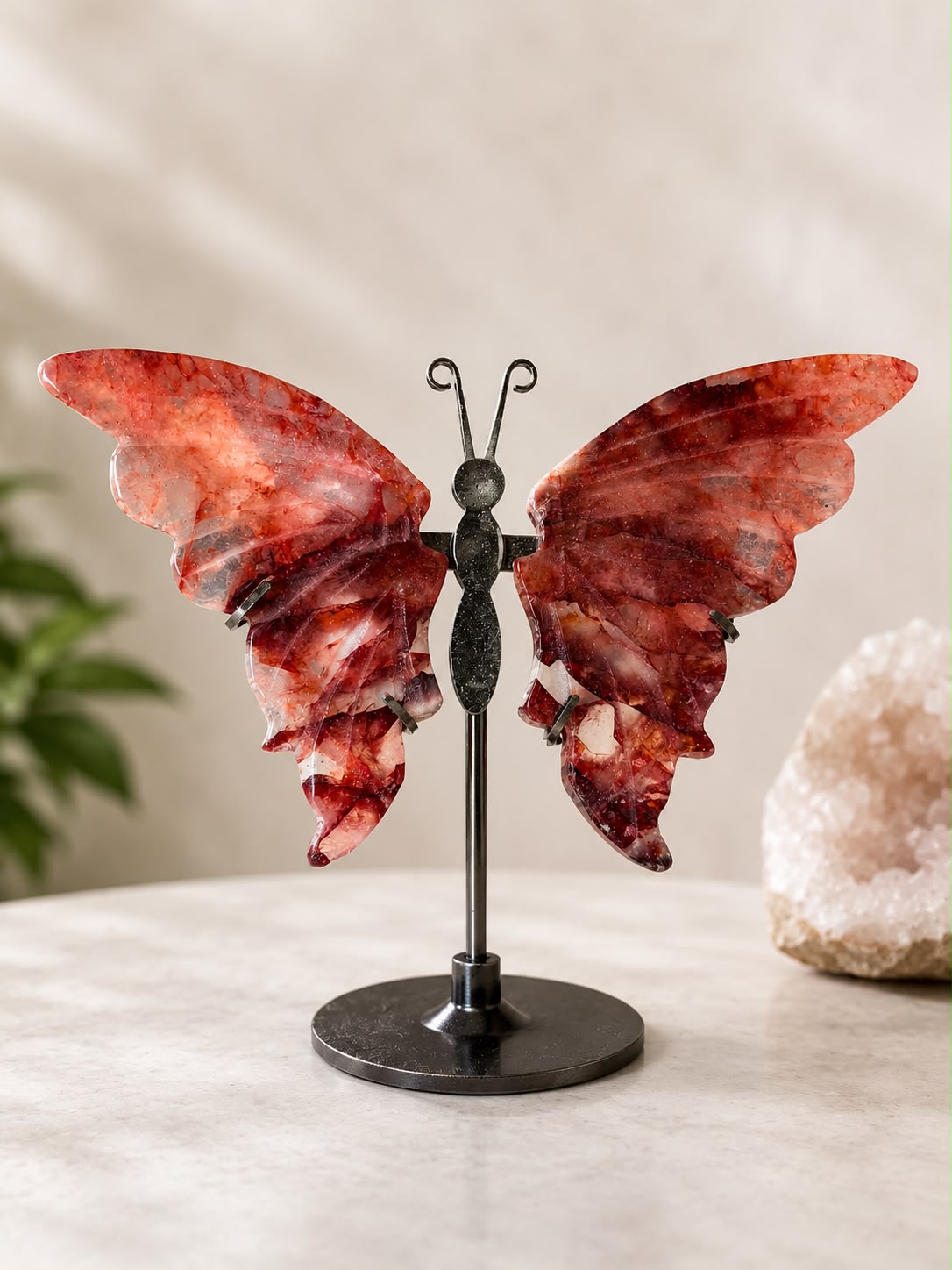 Red Fire Quartz Crystal Butterfly Wings
