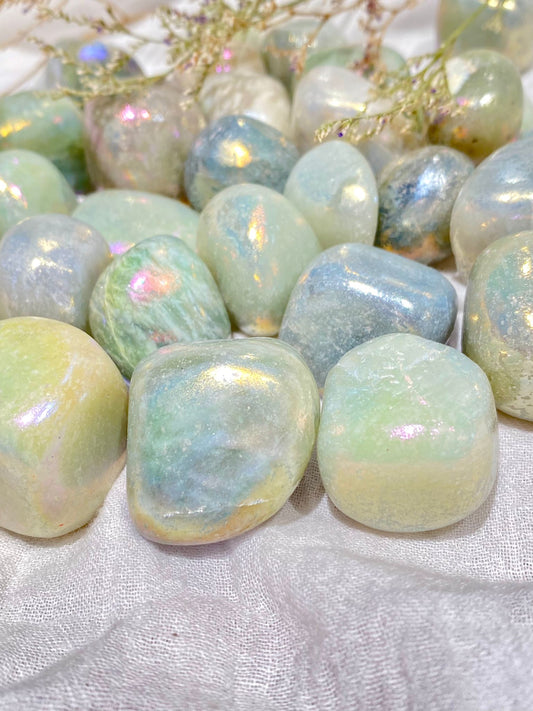 Lemon Jade Aura Crystal  Tumblestone