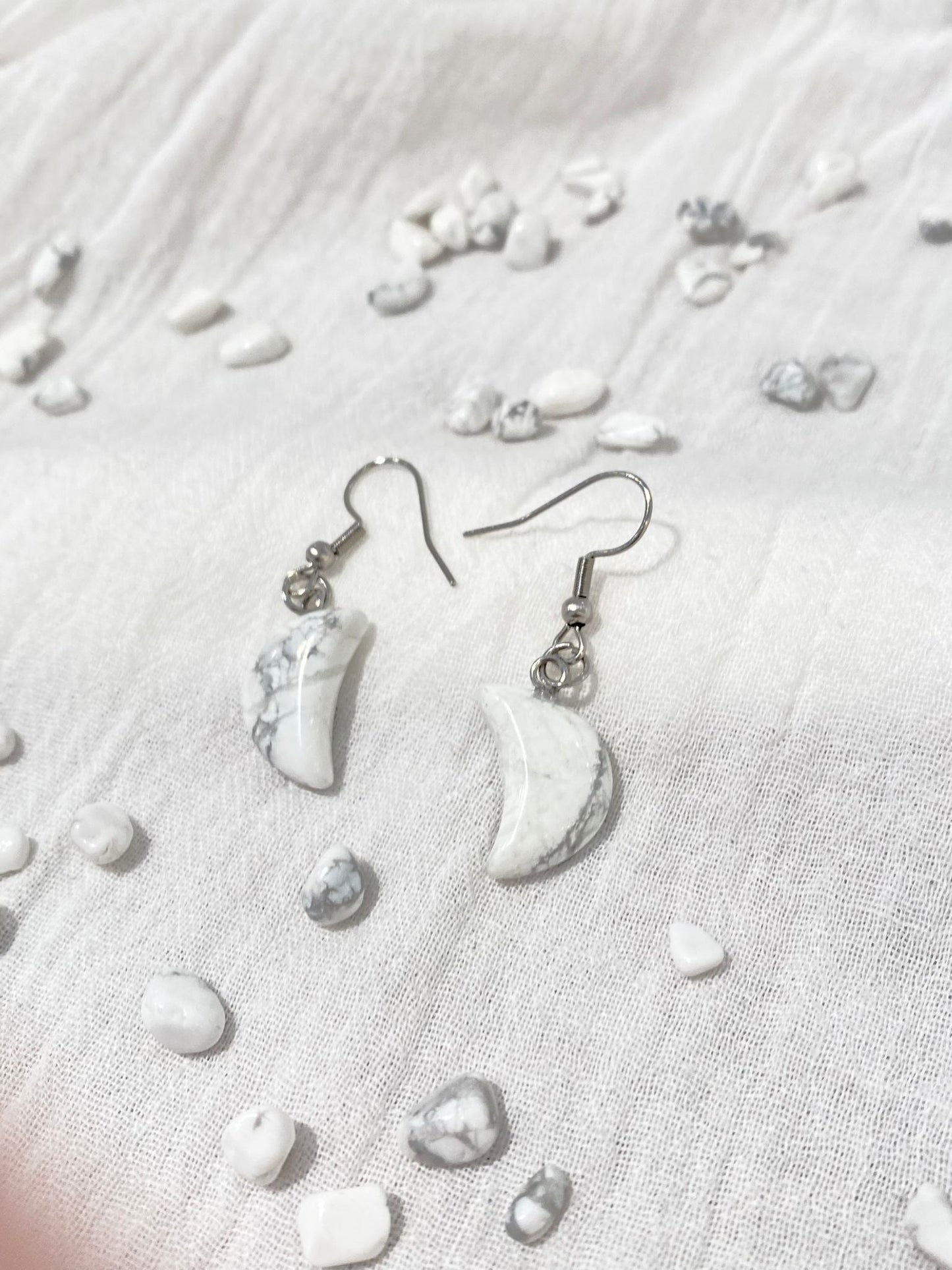 Foxy Crystal Crescent Moon Earrings - Stainless Steel