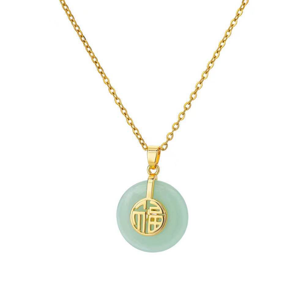 Light Green Jade "Fu" Necklace