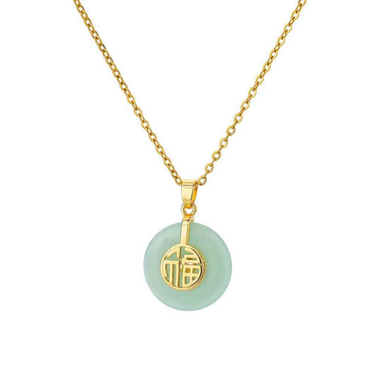 Light Green Jade "Fu" Necklace
