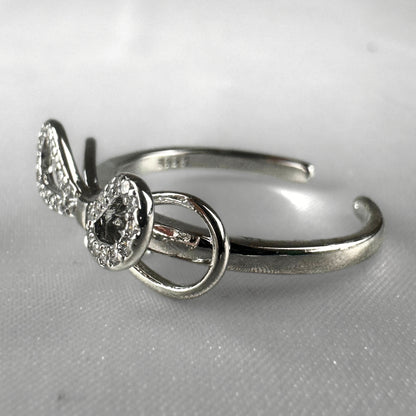 Silver Bow with Dangly Charm Ring