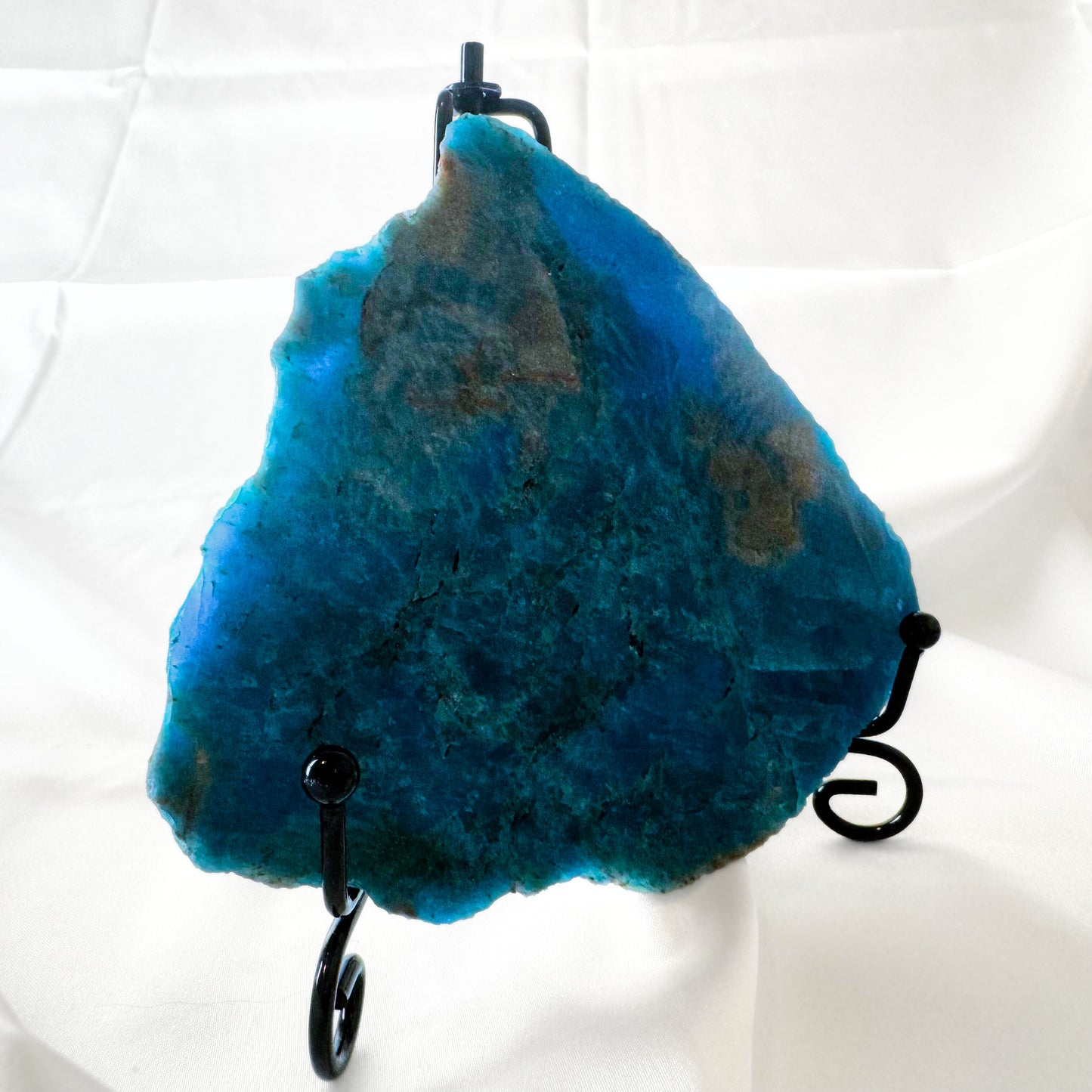 Blue Apatite Slab with Stand - B