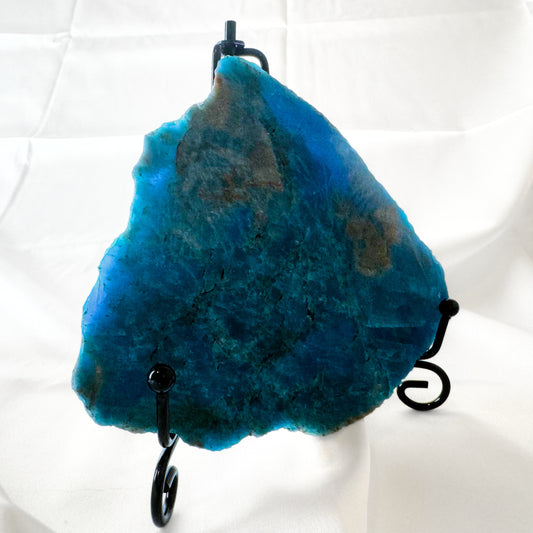 Blue Apatite Slab with Stand - B