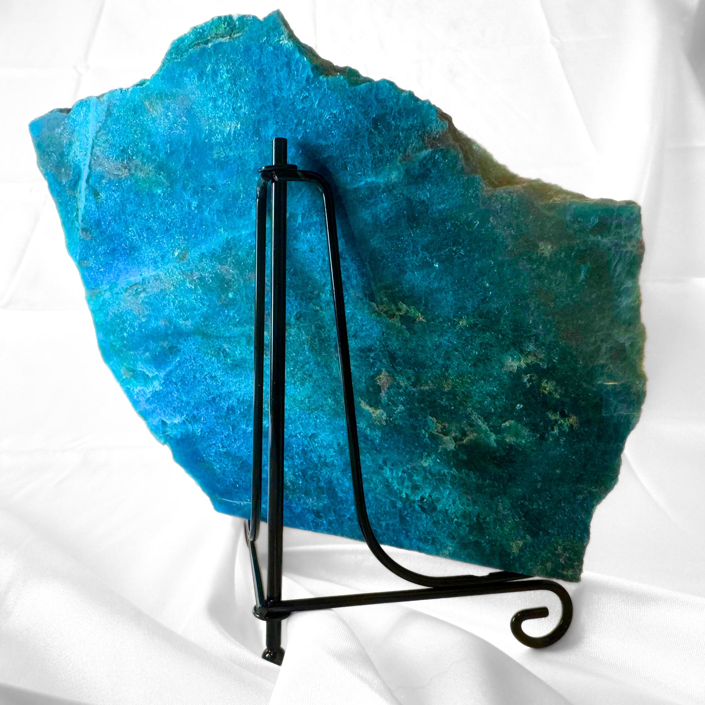 Blue Apatite Slab with Stand - E
