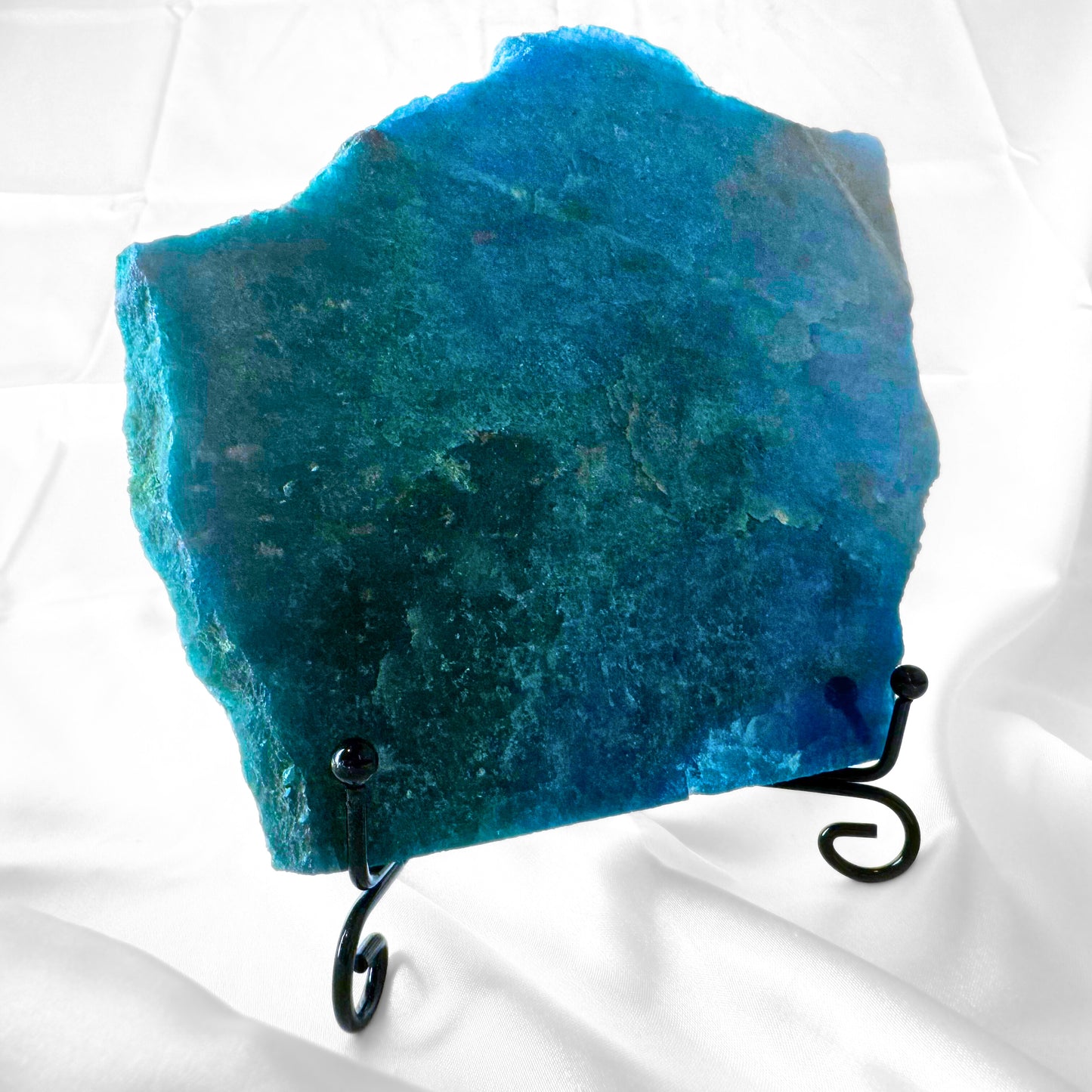 Blue Apatite Slab with Stand - E