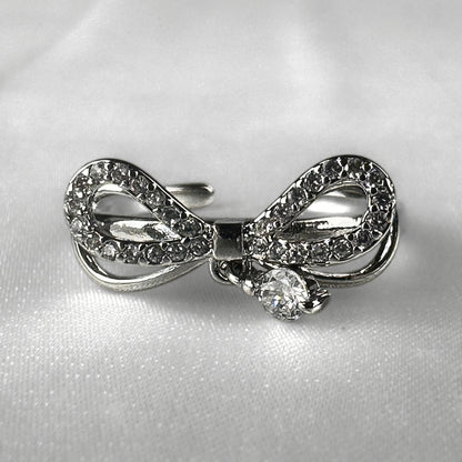 Silver Bow with Dangly Charm Ring