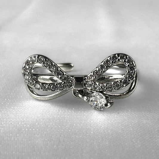 Silver Bow with Dangly Charm Ring
