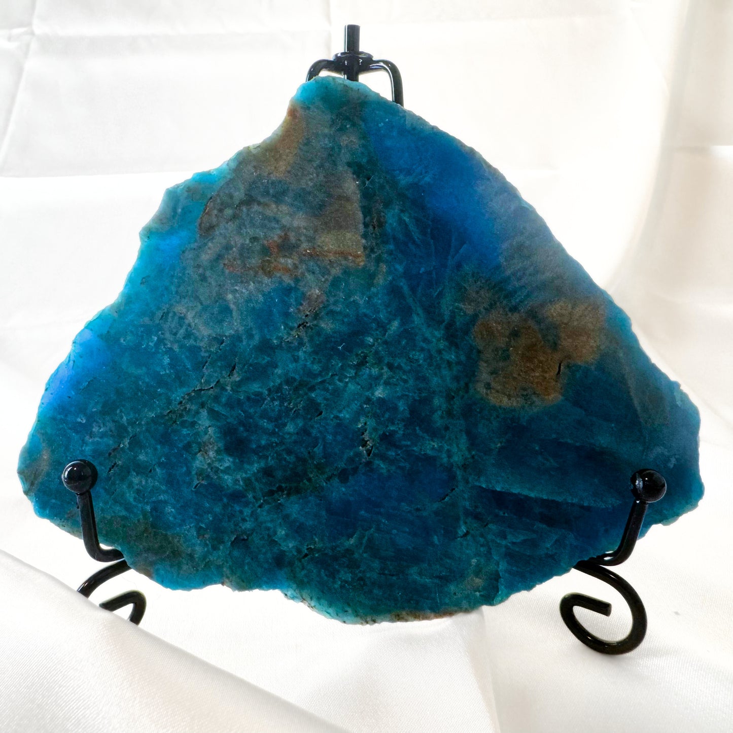 Blue Apatite Slab with Stand - B