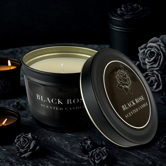 Tin Candle - Black Rose