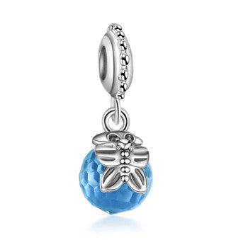 Blue Butterfly Gem Silver Charm