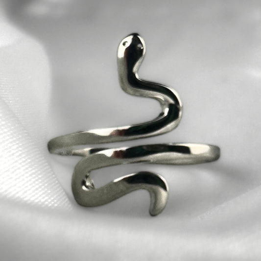 Plain Silver Adjustable  Snake Ring