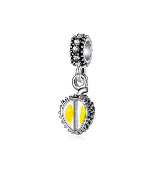 Halved Durian Silver and yellow  Fruit Charm
