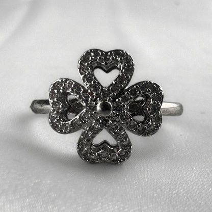4 Leaf Clover Silver Adjustable Ring