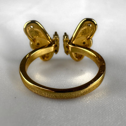 Large Open Gold Adjustable Butterfly Ring