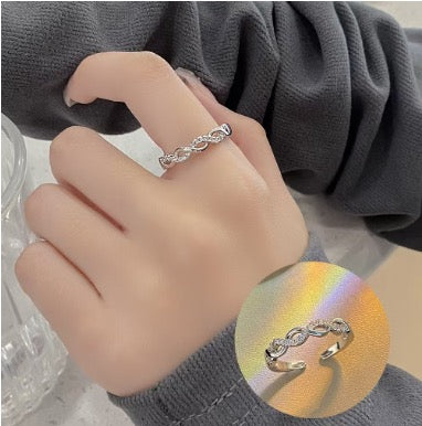 Silver Diamanté Chain Ring