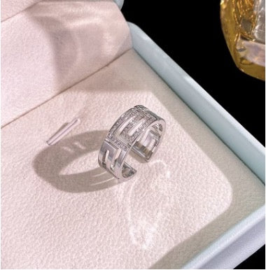 Silver Diamanté Chunky Cut Out Ring