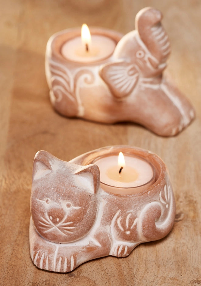 Cat Terracotta Tealight Holder