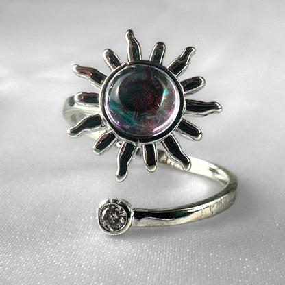 Iridescent Sun Silver  Adjustable Spinner Ring