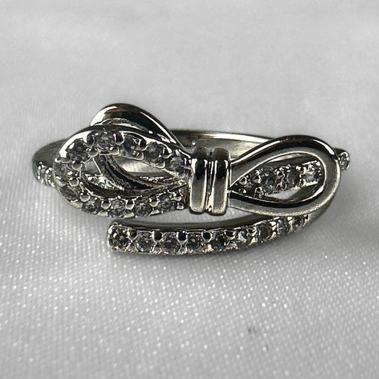 Adjustable Silver Bow Ring