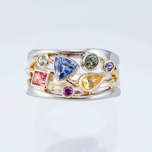 Celtic Multi-Coloured Gem Ring