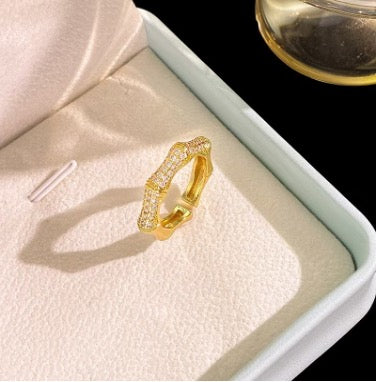 Gold Diamanté Heptagon Ring