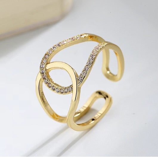 Gold Adjustable Inter-locking Ring