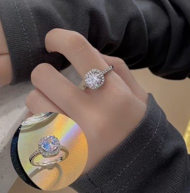 Silver Large Diamanté Crystal Ring