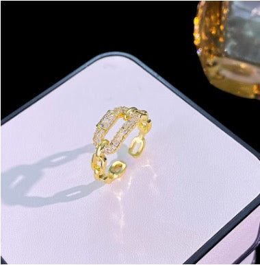 Gold Chain with Diamanté Loop Ring