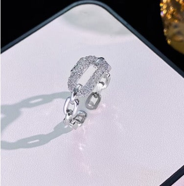 Silver Chain with Diamanté Loop Ring