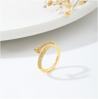 Gold Diamanté Nail Wrap Ring