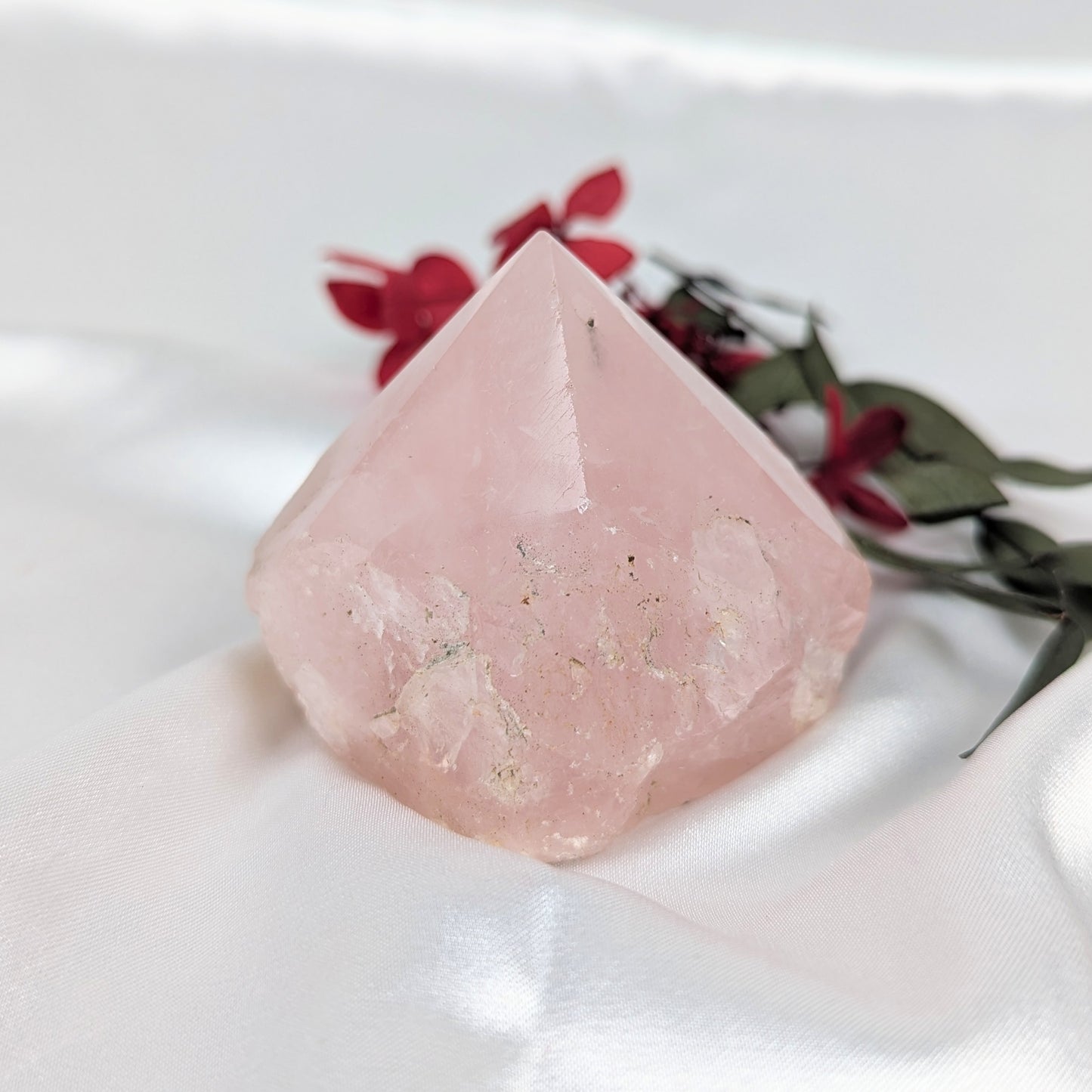 Rose Quartz Crystal Incense Holder Front